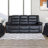 darrahopens Furniture > Living Room 3 Seater Recliner Sofa In Faux Leather Lounge Couch in Black