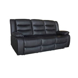 darrahopens Furniture > Living Room 3 Seater Recliner Sofa In Faux Leather Lounge Couch in Black