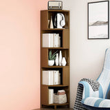darrahopens Furniture > Living Room 5-Shelf Corner Bookcase Industrial Bookshelf Display Storage Stand