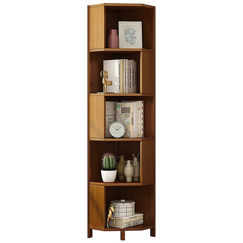 darrahopens Furniture > Living Room 5-Shelf Corner Bookcase Industrial Bookshelf Display Storage Stand