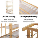 darrahopens Furniture > Living Room Artiss 10-Tier Bamboo Shoe Rack Wooden Shelf Stand Storage Organizer
