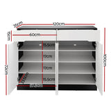 darrahopens Furniture > Living Room Artiss 120cm Shoe Cabinet Shoes Storage Rack High Gloss Cupboard Shelf Drawers