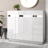 darrahopens Furniture > Living Room Artiss 120cm Shoe Cabinet Shoes Storage Rack High Gloss Cupboard White Drawers