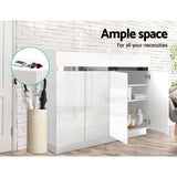 darrahopens Furniture > Living Room Artiss 120cm Shoe Cabinet Shoes Storage Rack High Gloss Cupboard White Drawers