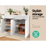 darrahopens Furniture > Living Room Artiss 120cm Shoe Cabinet Shoes Storage Rack High Gloss Cupboard White Drawers