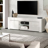 darrahopens Furniture > Living Room Artiss 130cm High Gloss TV Stand Entertainment Unit Storage Cabinet Tempered Glass Shelf White