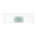 darrahopens Furniture > Living Room Artiss 130cm High Gloss TV Stand Entertainment Unit Storage Cabinet Tempered Glass Shelf White