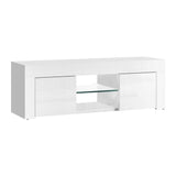 darrahopens Furniture > Living Room Artiss 130cm High Gloss TV Stand Entertainment Unit Storage Cabinet Tempered Glass Shelf White