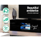 darrahopens Furniture > Living Room Artiss 130cm RGB LED TV Stand Cabinet Entertainment Unit Gloss Furniture Black