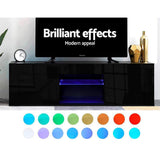 darrahopens Furniture > Living Room Artiss 130cm RGB LED TV Stand Cabinet Entertainment Unit Gloss Furniture Black