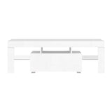 darrahopens Furniture > Living Room Artiss 130cm RGB LED TV Stand Cabinet Entertainment Unit Gloss Furniture Drawer Tempered Glass Shelf White