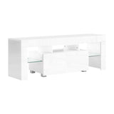 darrahopens Furniture > Living Room Artiss 130cm RGB LED TV Stand Cabinet Entertainment Unit Gloss Furniture Drawer Tempered Glass Shelf White