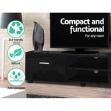 darrahopens Furniture > Living Room Artiss 140cm High Gloss TV Cabinet Stand Entertainment Unit Storage Shelf Black