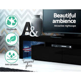 darrahopens Furniture > Living Room Artiss 189cm RGB LED TV Stand Cabinet Entertainment Unit Gloss Furniture Drawers Tempered Glass Shelf Black