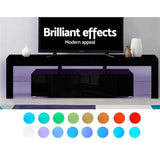 darrahopens Furniture > Living Room Artiss 189cm RGB LED TV Stand Cabinet Entertainment Unit Gloss Furniture Drawers Tempered Glass Shelf Black