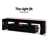 darrahopens Furniture > Living Room Artiss 189cm RGB LED TV Stand Cabinet Entertainment Unit Gloss Furniture Drawers Tempered Glass Shelf Black