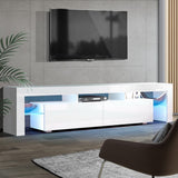 darrahopens Furniture > Living Room Artiss 189cm RGB LED TV Stand Cabinet Entertainment Unit Gloss Furniture Drawers Tempered Glass Shelf White