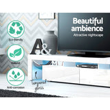 darrahopens Furniture > Living Room Artiss 189cm RGB LED TV Stand Cabinet Entertainment Unit Gloss Furniture Drawers Tempered Glass Shelf White