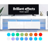darrahopens Furniture > Living Room Artiss 189cm RGB LED TV Stand Cabinet Entertainment Unit Gloss Furniture Drawers Tempered Glass Shelf White