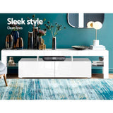 darrahopens Furniture > Living Room Artiss 189cm RGB LED TV Stand Cabinet Entertainment Unit Gloss Furniture Drawers Tempered Glass Shelf White
