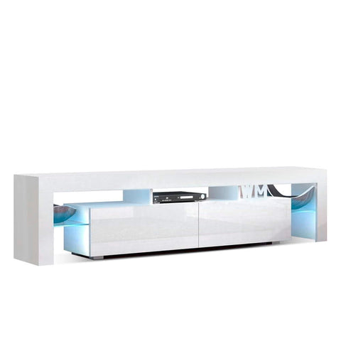 darrahopens Furniture > Living Room Artiss 189cm RGB LED TV Stand Cabinet Entertainment Unit Gloss Furniture Drawers Tempered Glass Shelf White