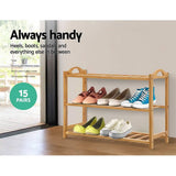 darrahopens Furniture > Living Room Artiss 3 Tiers Bamboo Shoe Rack Storage Organiser Wooden Shelf Stand Shelves