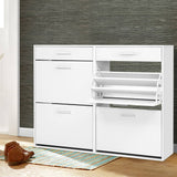 darrahopens Furniture > Living Room Artiss 36 Pairs Shoe Cabinet Rack Organisers Storage Shelf Drawer Cupboard White