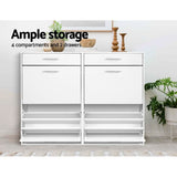 darrahopens Furniture > Living Room Artiss 36 Pairs Shoe Cabinet Rack Organisers Storage Shelf Drawer Cupboard White
