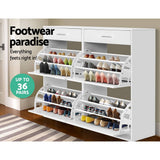 darrahopens Furniture > Living Room Artiss 36 Pairs Shoe Cabinet Rack Organisers Storage Shelf Drawer Cupboard White