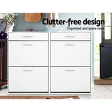 darrahopens Furniture > Living Room Artiss 36 Pairs Shoe Cabinet Rack Organisers Storage Shelf Drawer Cupboard White