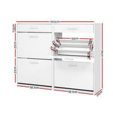 darrahopens Furniture > Living Room Artiss 36 Pairs Shoe Cabinet Rack Organisers Storage Shelf Drawer Cupboard White