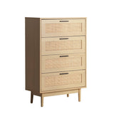 darrahopens Furniture > Living Room Artiss 4 Chest of Drawers Rattan Tallboy Cabinet Bedroom Clothes Storage Wood