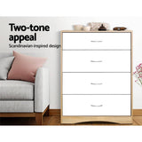 darrahopens Furniture > Living Room Artiss 4 Chest of Drawers Tallboy Dresser Table Bedroom Storage White Wood Cabinet