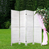 darrahopens Furniture > Living Room Artiss 4 Panel Foldable Wooden Room Divider - White
