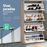 darrahopens Furniture > Living Room Artiss 48 Pairs Shoe Cabinet Rack Organiser Storage Shelf Wooden