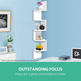 darrahopens Furniture > Living Room Artiss 5 Tier Corner Wall Shelf - White