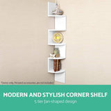 darrahopens Furniture > Living Room Artiss 5 Tier Corner Wall Shelf - White
