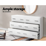 darrahopens Furniture > Living Room Artiss 6 Chest of Drawers Cabinet Dresser Tallboy Lowboy Storage Bedroom White