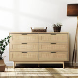 darrahopens Furniture > Living Room Artiss 6 Chest of Drawers Rattan Tallboy Cabinet Bedroom Clothes Storage Wood