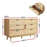 darrahopens Furniture > Living Room Artiss 6 Chest of Drawers Rattan Tallboy Cabinet Bedroom Clothes Storage Wood