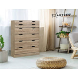 darrahopens Furniture > Living Room Artiss 6 Chest of Drawers Tallboy Dresser Table Storage Cabinet Oak Bedroom