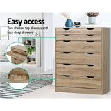 darrahopens Furniture > Living Room Artiss 6 Chest of Drawers Tallboy Dresser Table Storage Cabinet Oak Bedroom