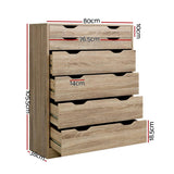 darrahopens Furniture > Living Room Artiss 6 Chest of Drawers Tallboy Dresser Table Storage Cabinet Oak Bedroom