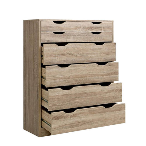darrahopens Furniture > Living Room Artiss 6 Chest of Drawers Tallboy Dresser Table Storage Cabinet Oak Bedroom
