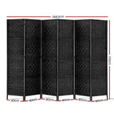 darrahopens Furniture > Living Room Artiss 6 Panel Room Divider Screen Privacy Timber Foldable Dividers Stand Black