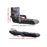 darrahopens Furniture > Living Room Artiss Adjustable Lounger with Arms - Charcoal