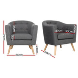 darrahopens Furniture > Living Room Artiss ADORA Armchair Tub Chair Single Accent Armchairs Sofa Lounge Fabric Grey