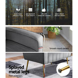 darrahopens Furniture > Living Room Artiss Armchair Lounge Accent Chairs Armchairs Chair Velvet Sofa Grey Seat