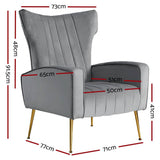 darrahopens Furniture > Living Room Artiss Armchair Lounge Accent Chairs Armchairs Chair Velvet Sofa Grey Seat