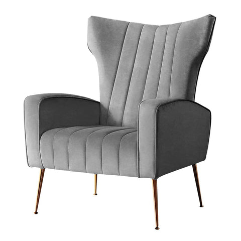 darrahopens Furniture > Living Room Artiss Armchair Lounge Accent Chairs Armchairs Chair Velvet Sofa Grey Seat